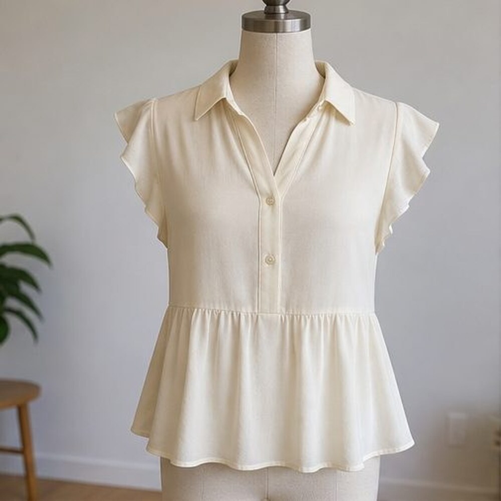 Cream Button Blouse
